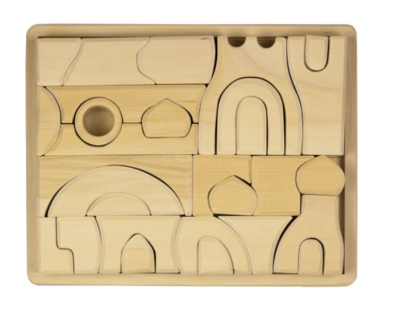 Natural wooden blocks set puzzle
