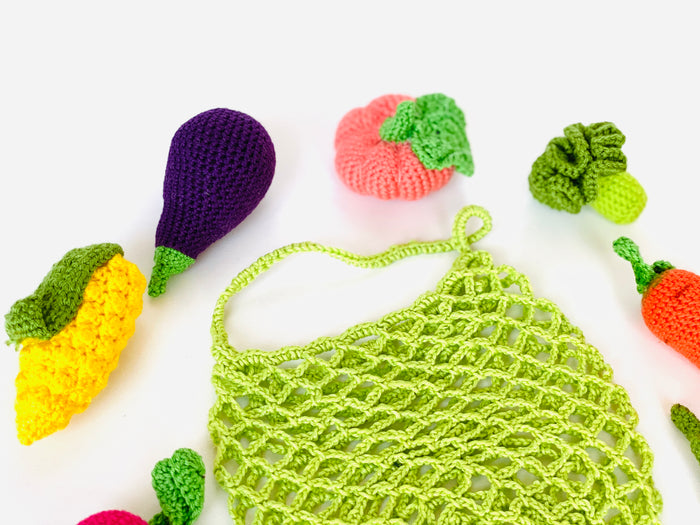 Crochet Vegetables set with a bag