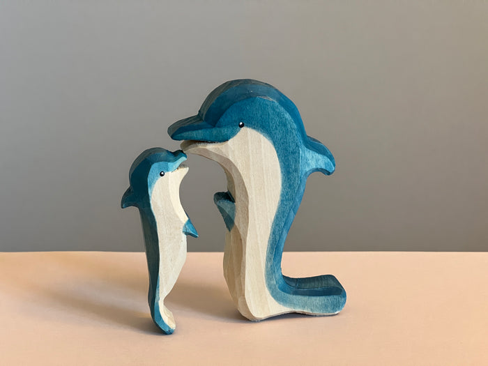 Carved Wooden Dolphin Figurines