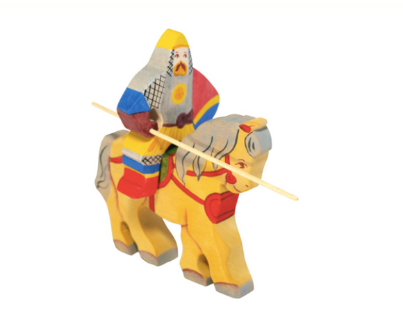 Wooden Medieval Knight with Horse