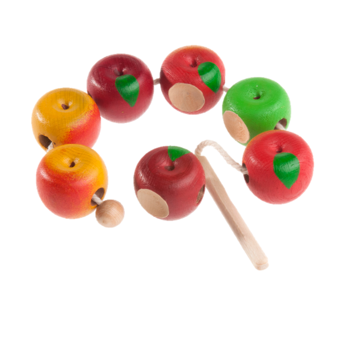 Wooden Apples 4 sorts Lacing toy - PoppyBabyCo