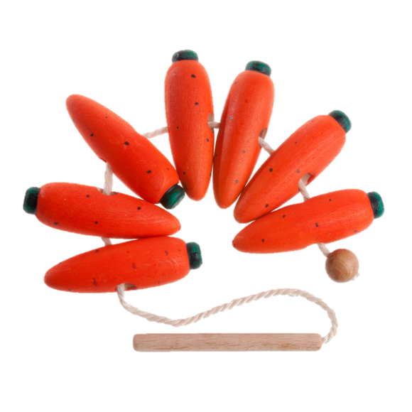 Wooden Carrots Lacing toy - PoppyBabyCo