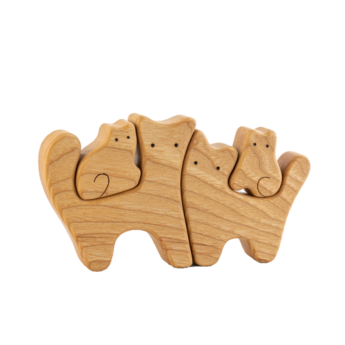 Wooden cat family puzzle