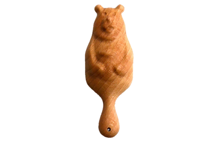 Organic Wooden Rattle toy Bear - PoppyBabyCo