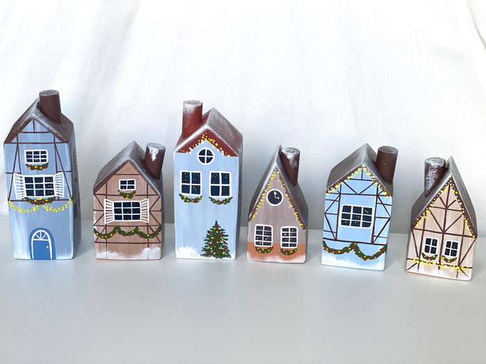 Wooden Christmas Village Houses