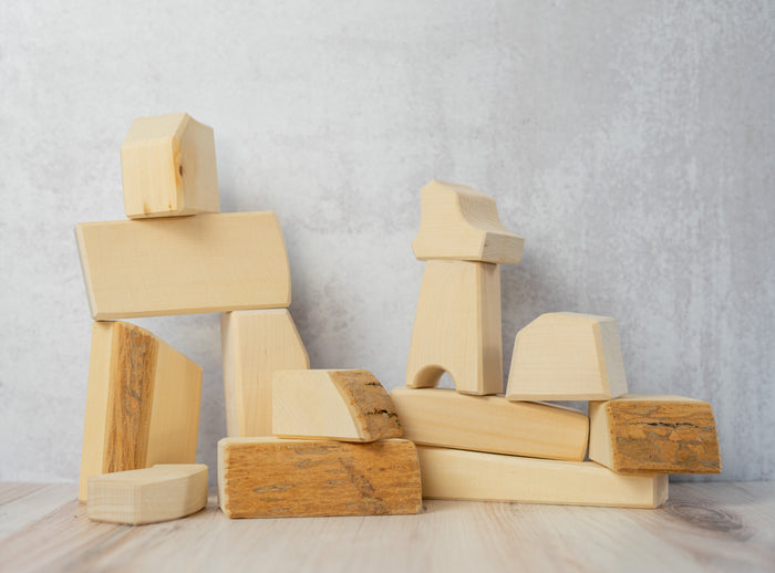 Natural handmade unfinished wooden blocks tree slices