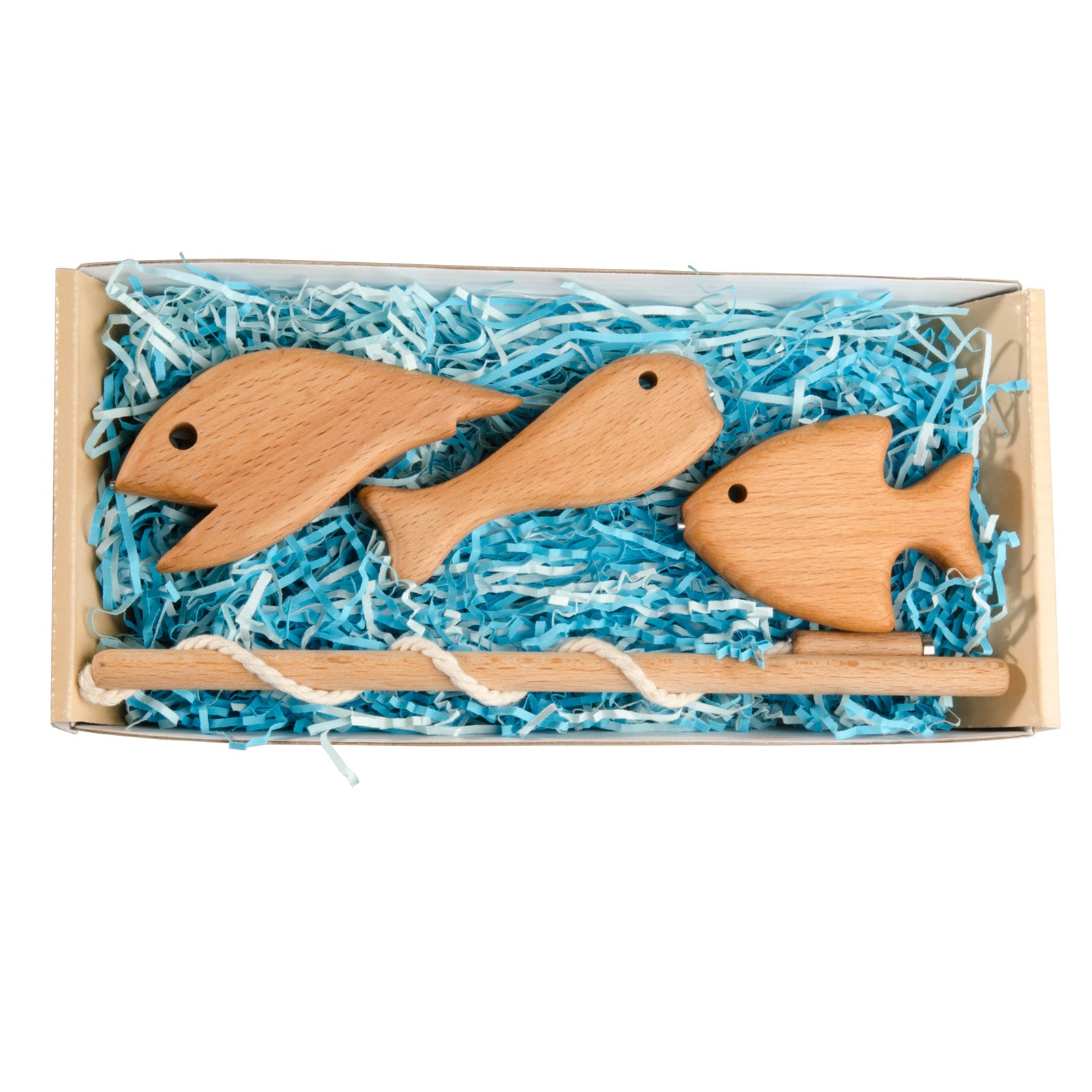 Aitey Fishing Game Toddler Toys Wooden Fishing Pole Set for 2 3 4