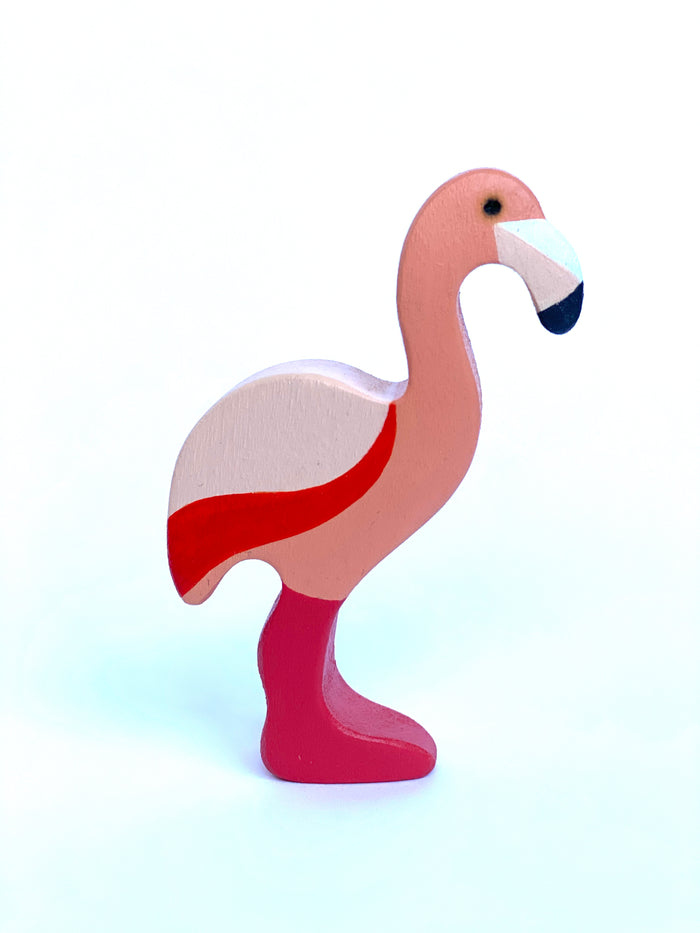 Wooden Small Flamingo Figurine