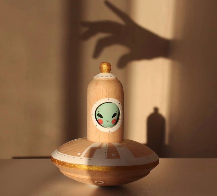 Gnezdo UFO with Alien Wooden Toy