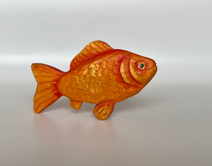 Hand Carved Wooden Goldfish Toy