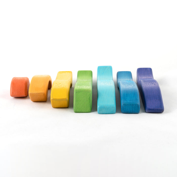 Stone Wooden Sculptural Blocks Stacker Puzzle Rainbow Toy - PoppyBabyCo