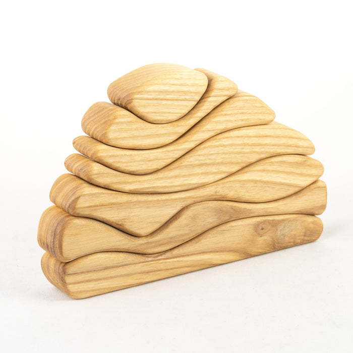 Natural Waves Wooden Sculptural Blocks Stacker Puzzle - PoppyBabyCo