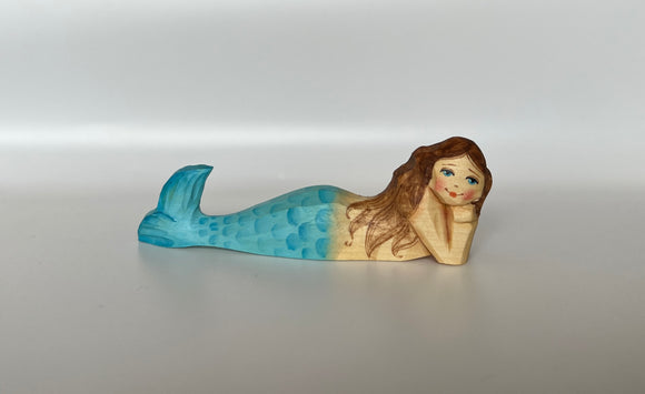 Wooden Hand Carved Mermaid Toy