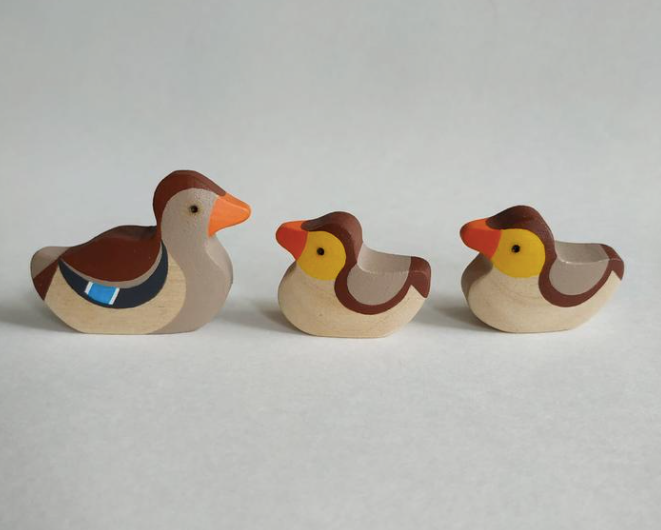 Handmade Wooden Ducks Figurines set of 4