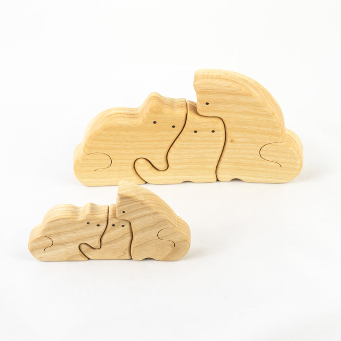 Waldorf Wooden Cats family of 3 puzzle set - PoppyBabyCo
