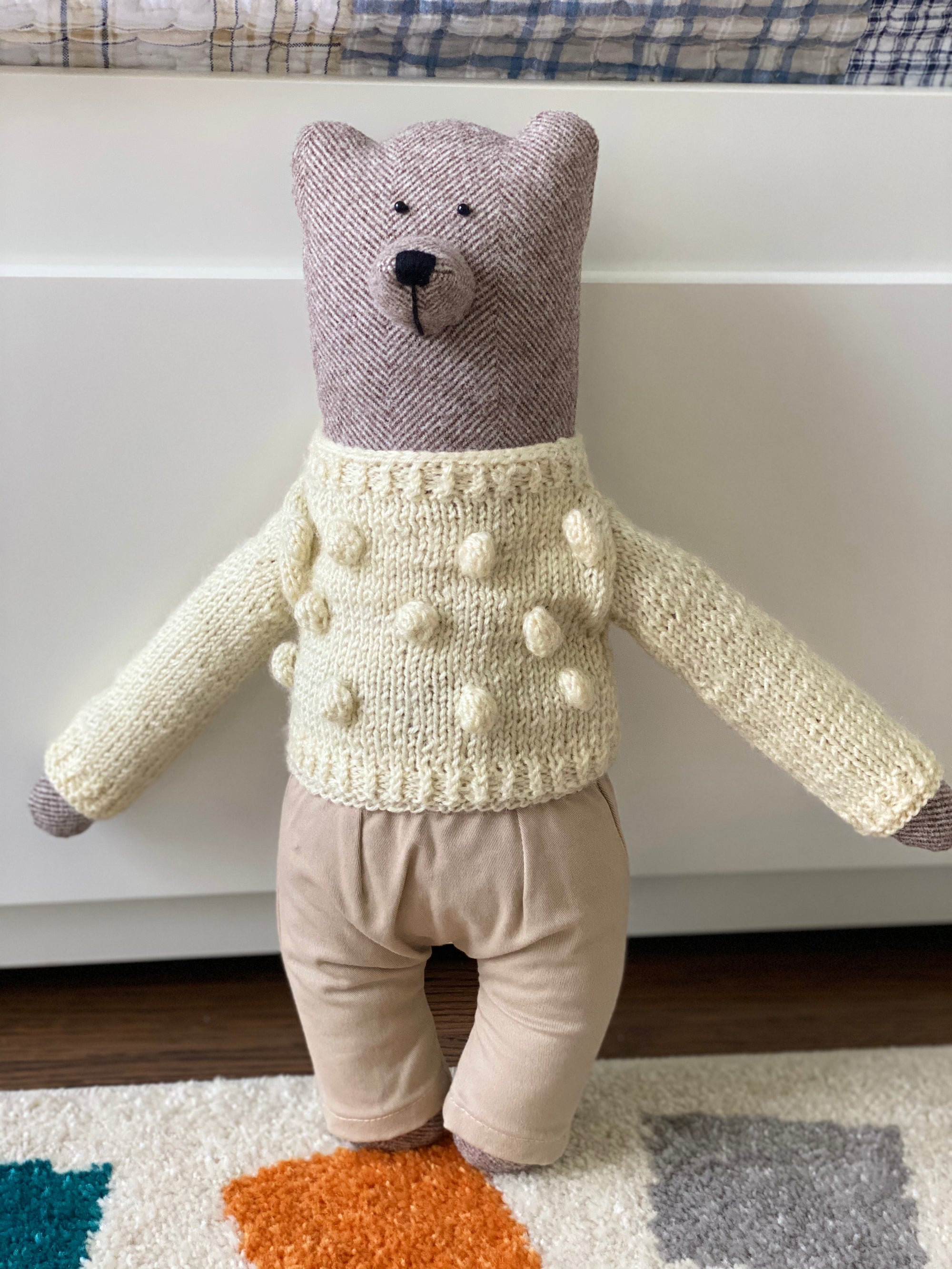 Hand Knitted Boy or Girl Teddy Bear Sweater Handmade From 100% 