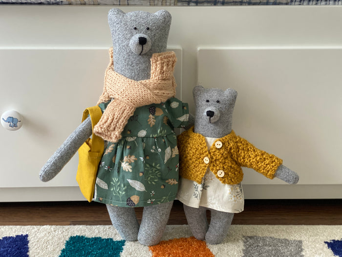 Handmade Stuffed Cloth Mom/Dad Bear - Dressed