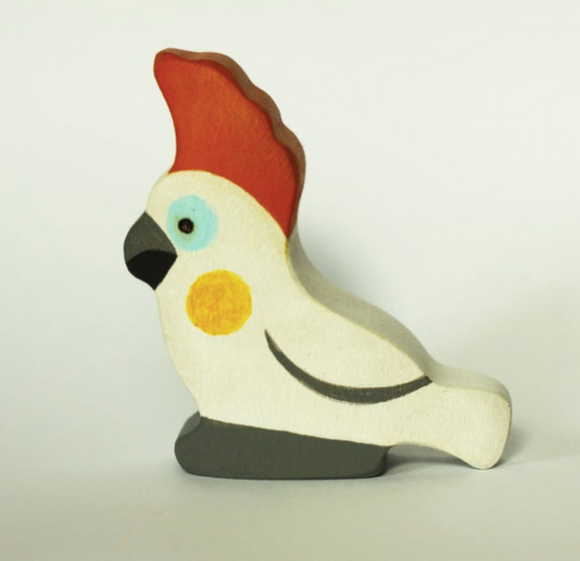 Handmade Wooden White Parrot Figurine