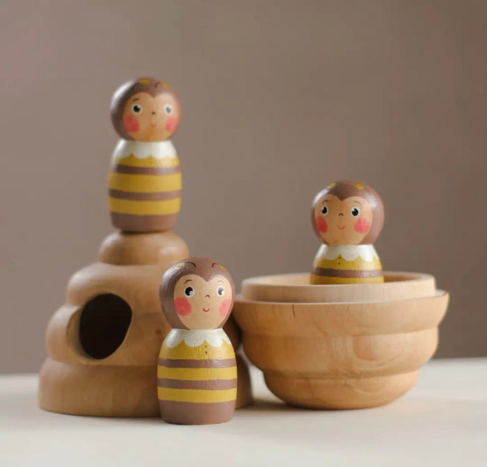 Wooden Beehive and Bees Toy