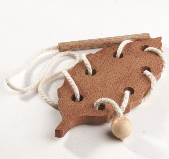 Wooden Lacing Beech Leaf Threading Toy