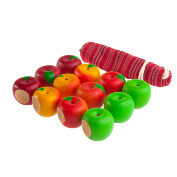 Educational Apples Counting set (Set of 12 - 4 different colors with a linen storage bag) - PoppyBabyCo