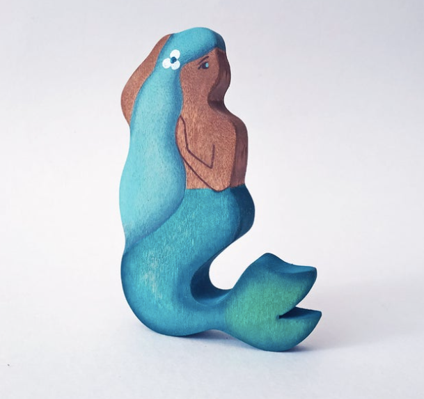 Wooden Mermaid Figure