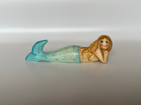 Wooden Hand Carved Mermaid Toy