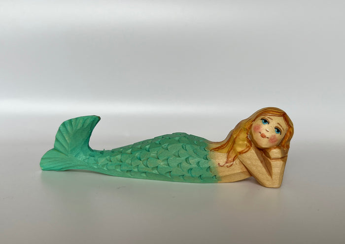 Wooden Hand Carved Mermaid Toy