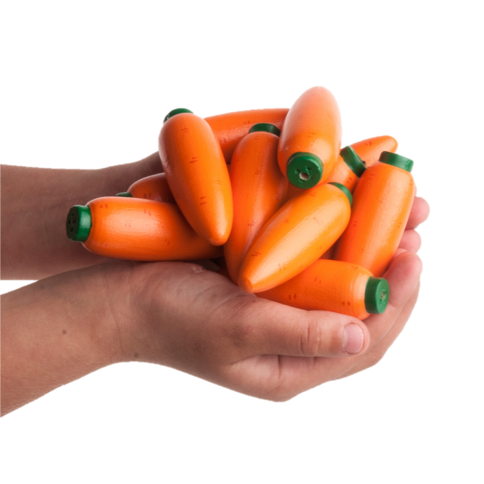 Educational Carrots Counters Play set of 12 in linen bag - PoppyBabyCo