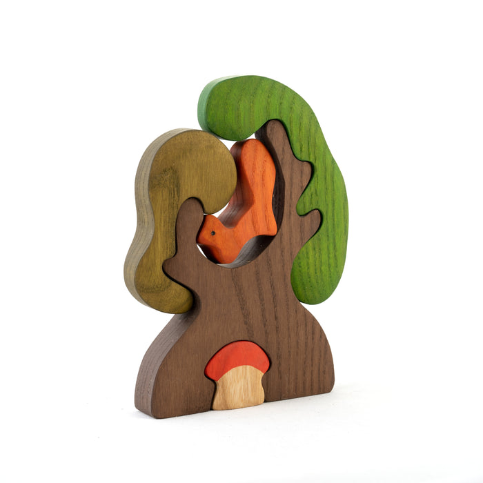 Wooden Tree with Squirrel and the mushroom Puzzle - PoppyBabyCo