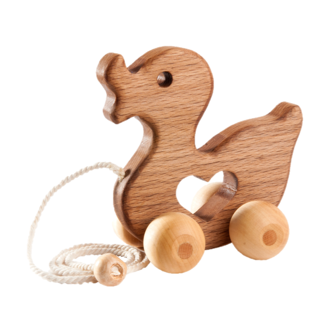 Wooden pull shop along duck