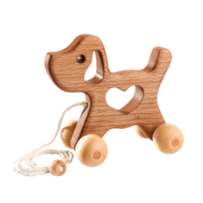 Wooden Dog Pull toy - PoppyBabyCo