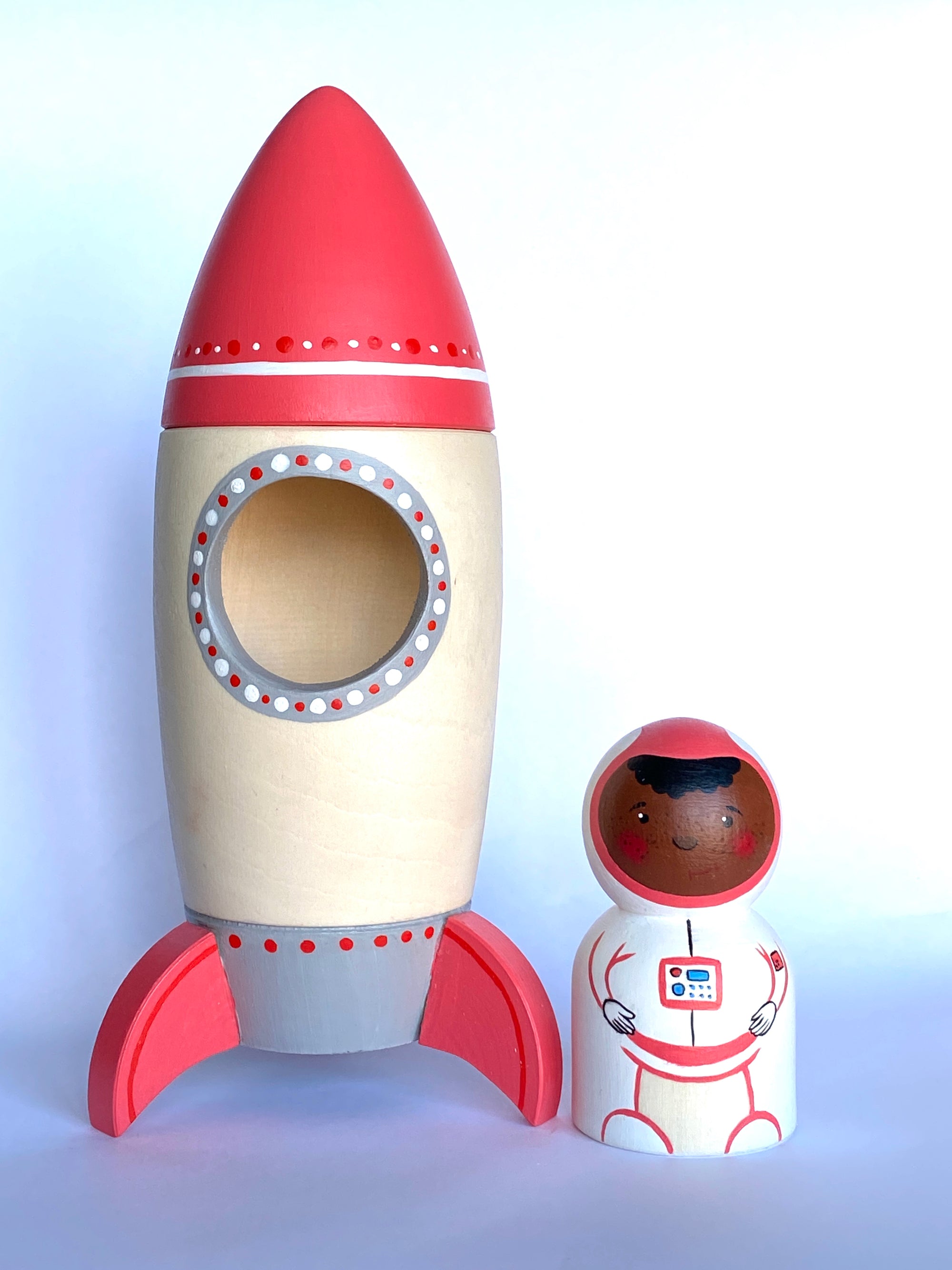 Food Grade Silicone Rocket, Astronaut Pretend Play Baby Toy