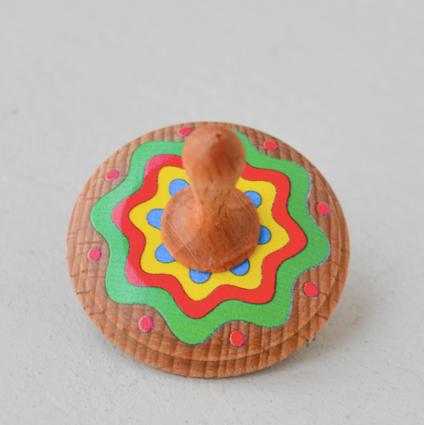 Wooden Spinning Top Toy painted
