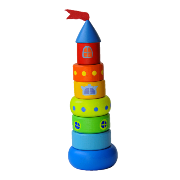 Wooden Stacking Toy - Small Castle - PoppyBabyCo