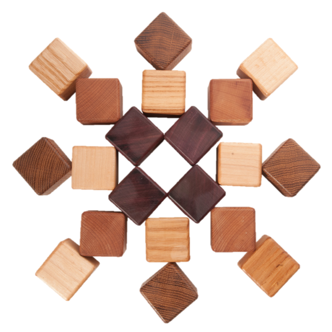 Classic Wooden Blocks for toddlers from 5 types of wood, 20- pieces