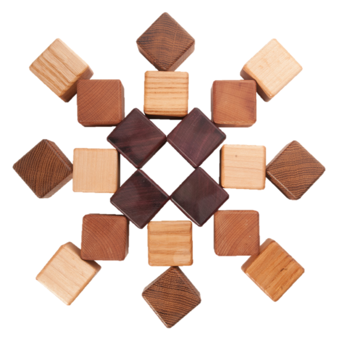 Classic Wooden Blocks for toddlers from 5 types of wood 20 pieces