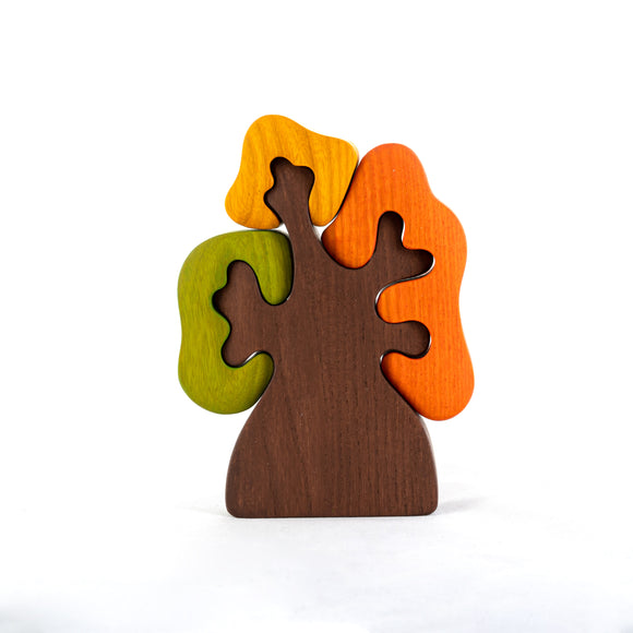 Wooden Autumn Tree with three crowns puzzle - PoppyBabyCo