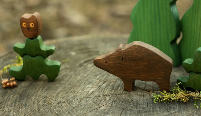 Handmade Wooden Boar Figurine