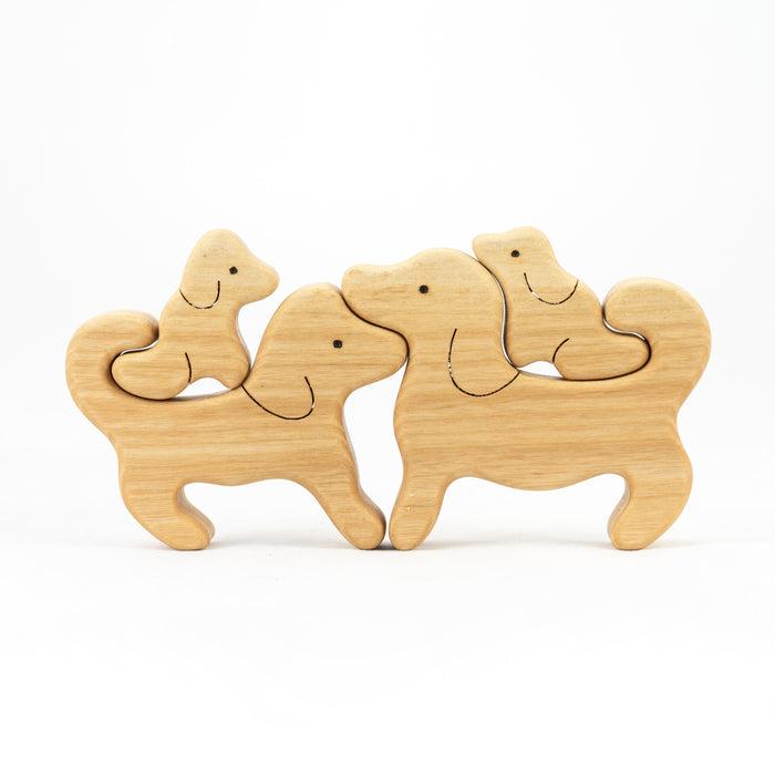 Waldorf Wooden Dogs family of 3 puzzle set - PoppyBabyCo
