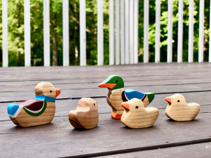 Waldorf Wooden Ducks Set painted- 5 pieces - PoppyBabyCo