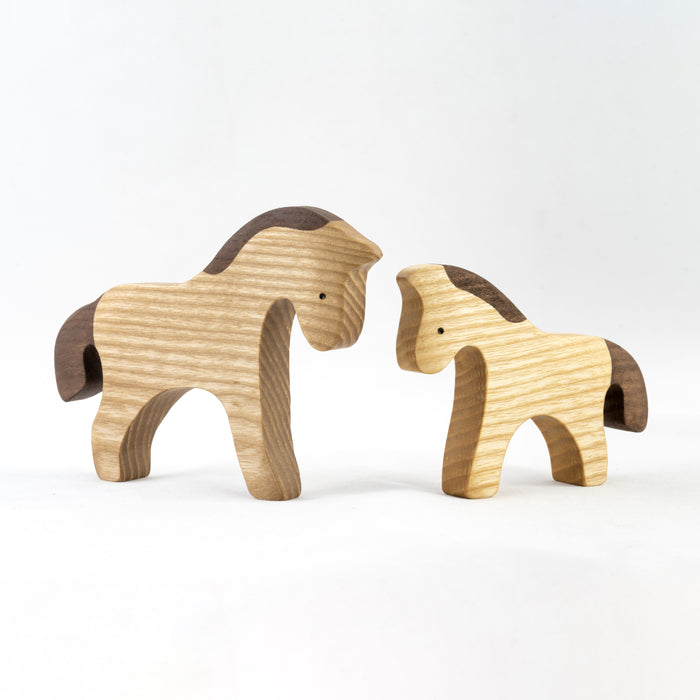 Wooden Horse figurines Set painted- 2 pieces