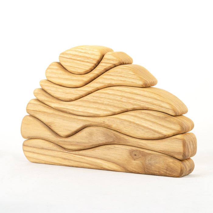 Natural Waves Wooden Sculptural Blocks Stacker Puzzle - PoppyBabyCo