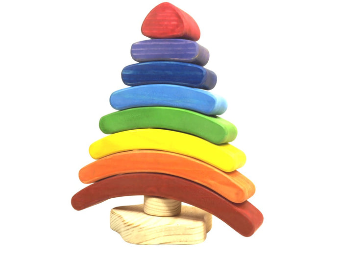 Wooden rainbow tree stacker