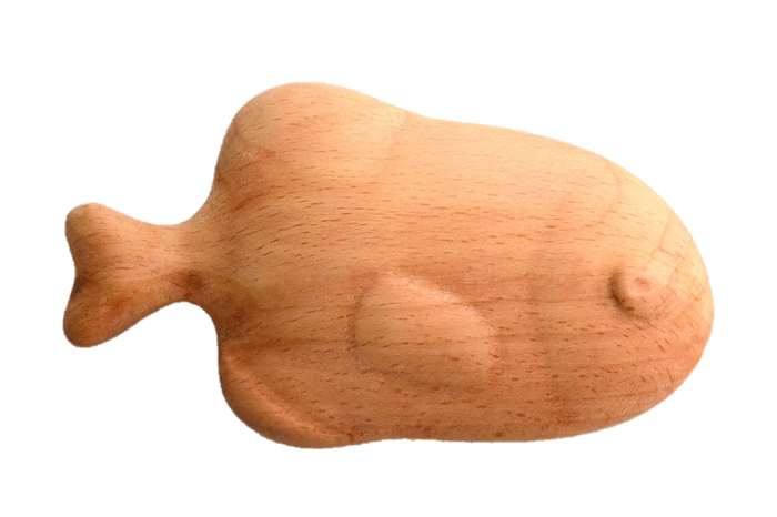 Organic Wooden Rattle toy Fish - PoppyBabyCo
