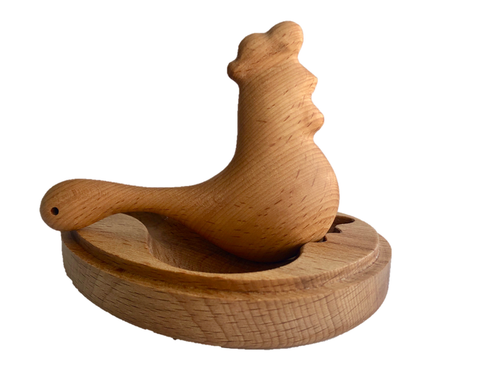 Organic Wooden Rattle toy Rooster in a Wooden Box - PoppyBabyCo