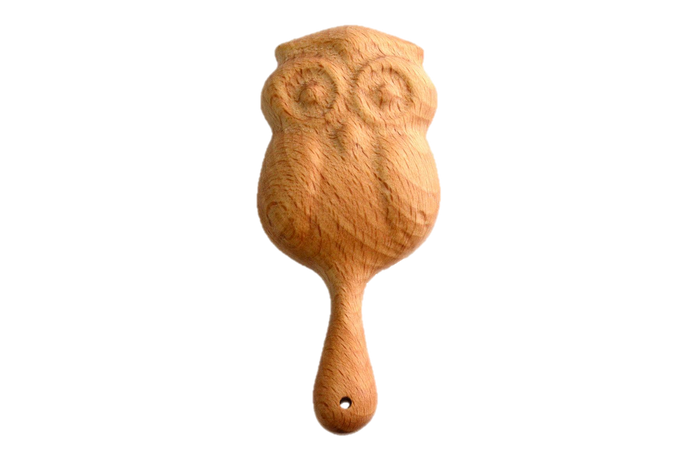 Organic Wooden Rattle toy Owl - PoppyBabyCo