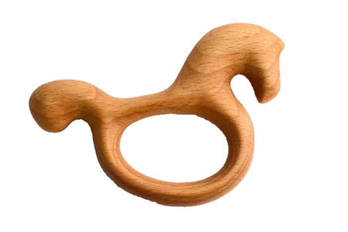 Organic Wooden Rattle-Teether Horse - PoppyBabyCo