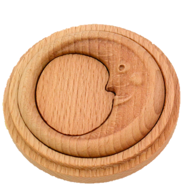 Organic Wooden Rattle-Teether toy Moon in a wooden box - PoppyBabyCo