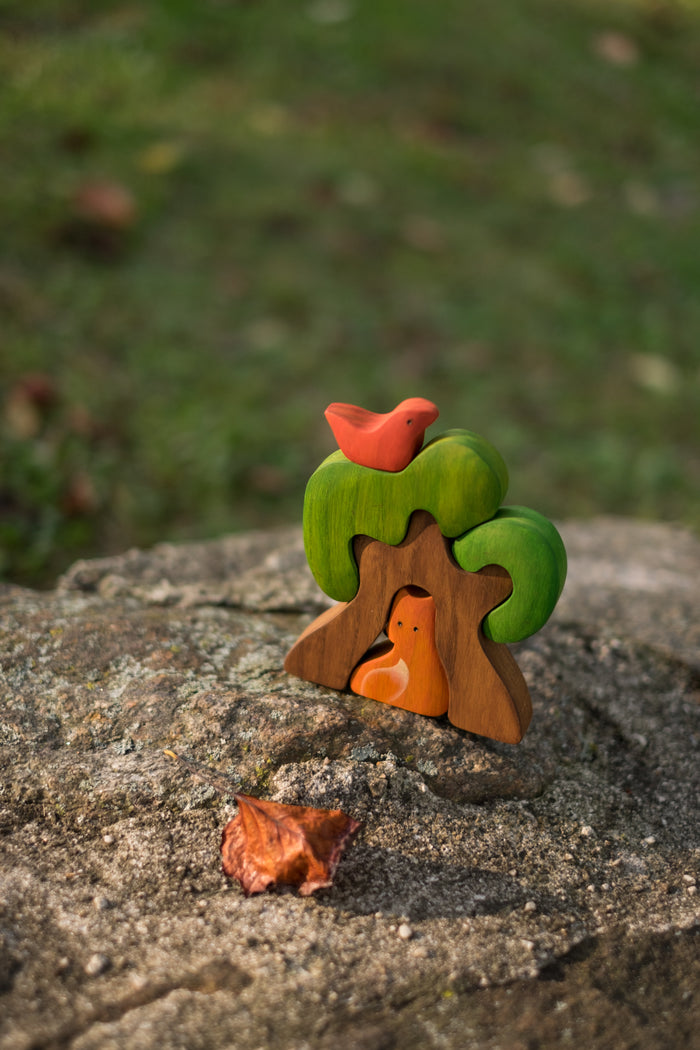 Wooden Tree Puzzle toy with Fox